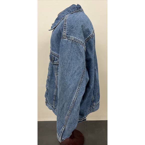 Levi's Men's Jean Trucker Jacket Blue Denim Pockets Medium Wash VTG FS Charity - Picture 4 of 11